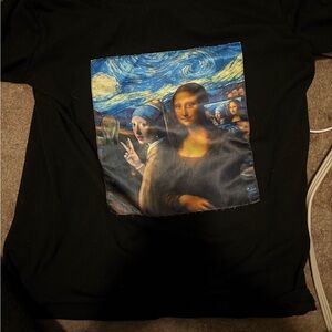 SHEIN Black Tee with Iconic Art Collage